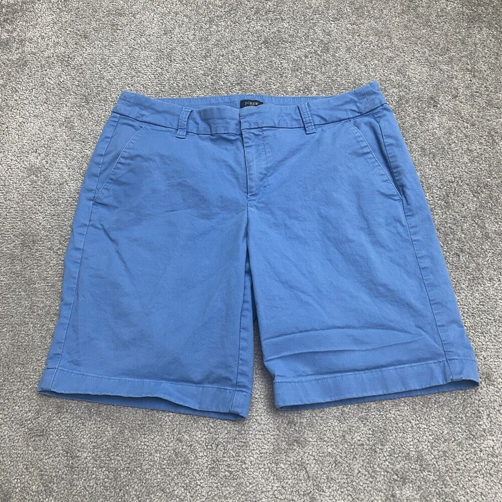J. Crew Chino Shorts Womens 8 Blue Mid Rise Pockets Cotton Casual Outdoor 33x9